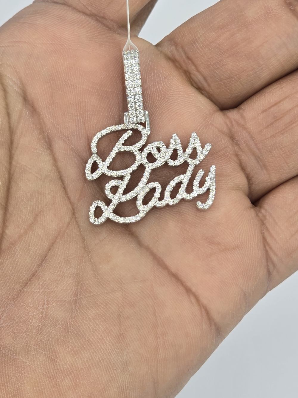 925 Sterling Silver Moissanite Diamond Boss Lady Pendant